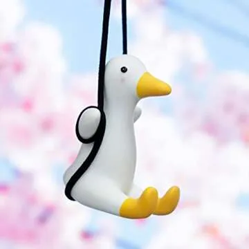 Trvl Fielder Super Cute Animal Car Hanging Accessories - Swinging Duck Car Hanging Ornament for Rear View Mirror - Delightful Car Accessories and Decorate (Classic)