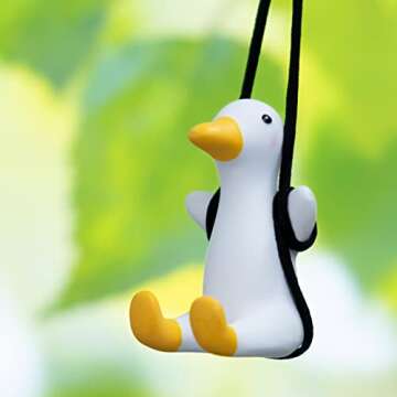 Trvl Fielder Super Cute Animal Car Hanging Accessories - Swinging Duck Car Hanging Ornament for Rear View Mirror - Delightful Car Accessories and Decorate (Classic)