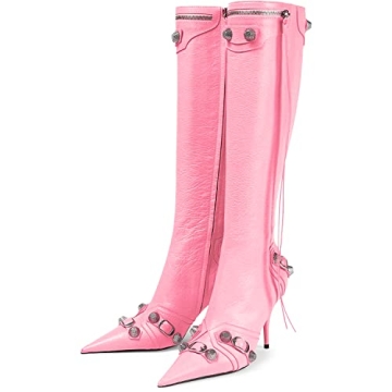 Stylish Kluolandi Stiletto Knee High Boots in Pink