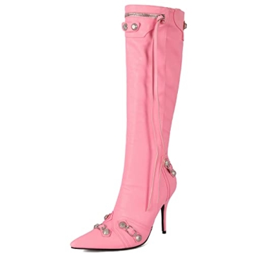 Stylish Kluolandi Stiletto Knee High Boots in Pink