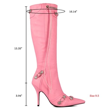 Stylish Kluolandi Stiletto Knee High Boots in Pink