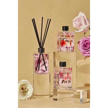 Cocorrína Reed Diffuser Sets of 3, White Tea/Wild Rose/Jasmine in White Musk, 3 X 1.5 oz. Oil Diffuser with 15 Sticks, Birthday Gifts for Women Home Fragrance for Bedroom, Bathroom Stress Relief