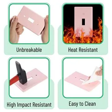 Bates- Light Switch Plates, 2 Pack, Pink Light Switch Cover Plate, Light Covers for Light Switch, Outlet Plate Cover, Light Switch Plate, Light Plates Switch Covers, Wall Switch Plate Cover