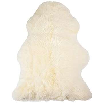 Natural Milan Genuine Sheepskin Area Rugs with Thick and Lush Pile, Fluffy Sheep Fur Rug with Anti-S...