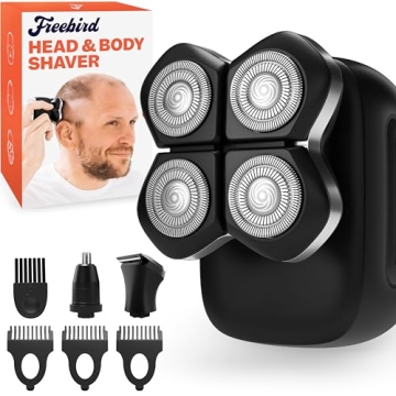 Freebird FlexSeries Pro Electric Head Shaver - Fast Smooth Head Shaver, Wet/Dry Shaving, Anti-Pinch,...