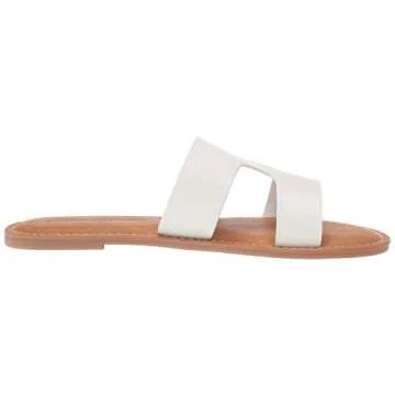 Amazon Essentials Women's Flat Banded Sandal, White, 9