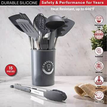 15 Piece Silicone Cooking Utensils Set for Your Kitchen