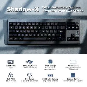 EPOMAKER Shadow-X Gasket Mechanical Keyboard, Hot-Swap 2.4ghz/Bluetooth/USB-C Wired Wireless Gaming ...
