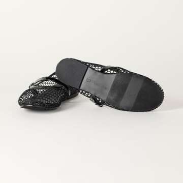 The Drop Women's Katy Mary Jane Flat Black Fishnet, 8