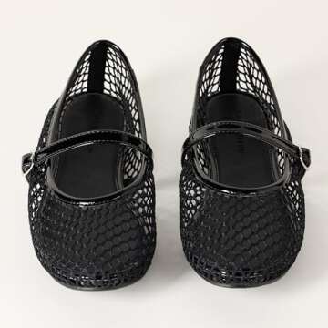 The Drop Women's Katy Mary Jane Flat Black Fishnet, 8