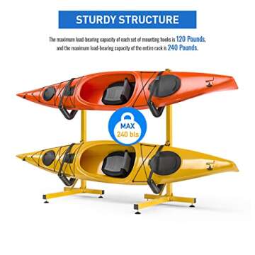 Durable Double Kayak Storage Rack for Indoor Outdoor Use