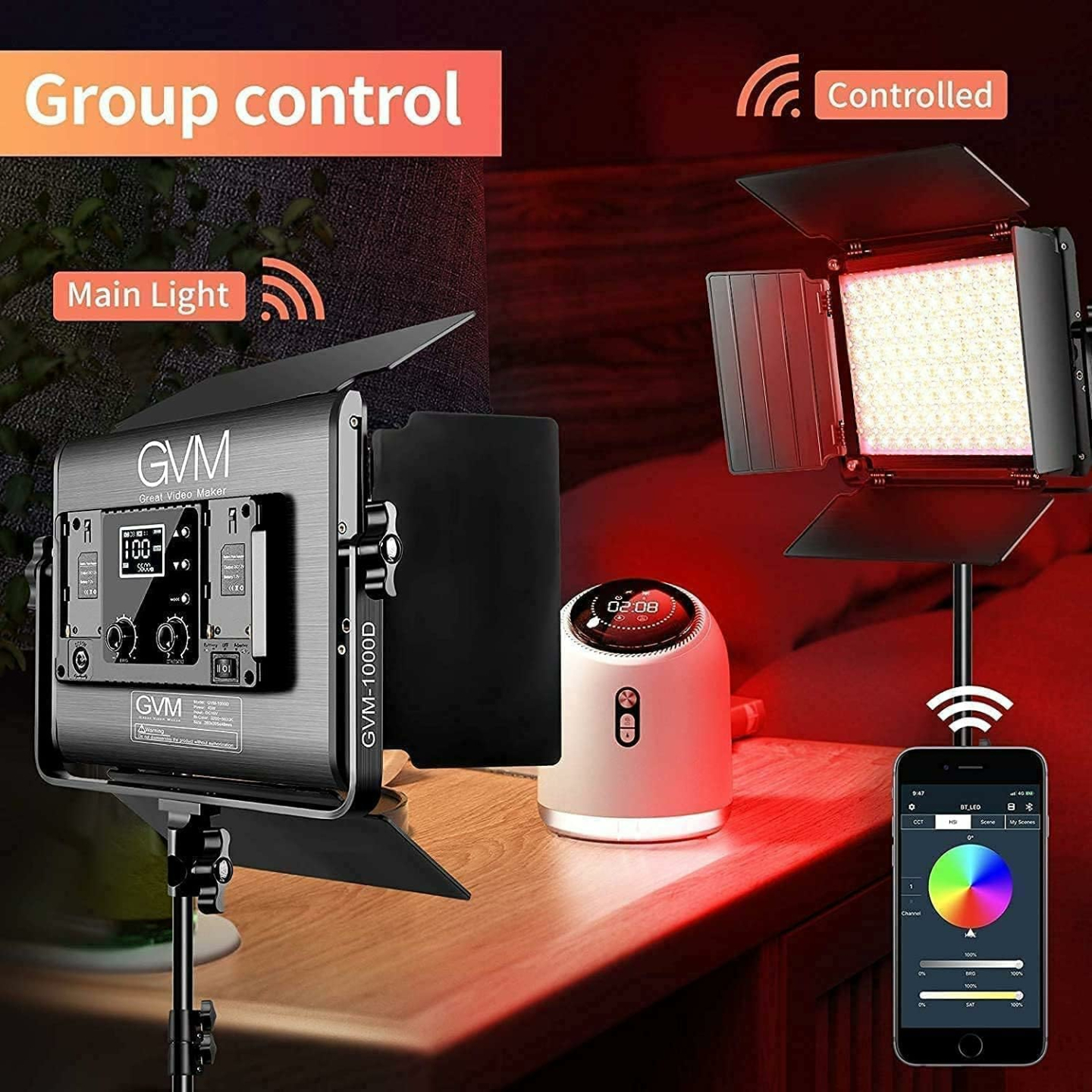 GVM 1000D RGB LED Video Lighting Kit with 2 Softboxes