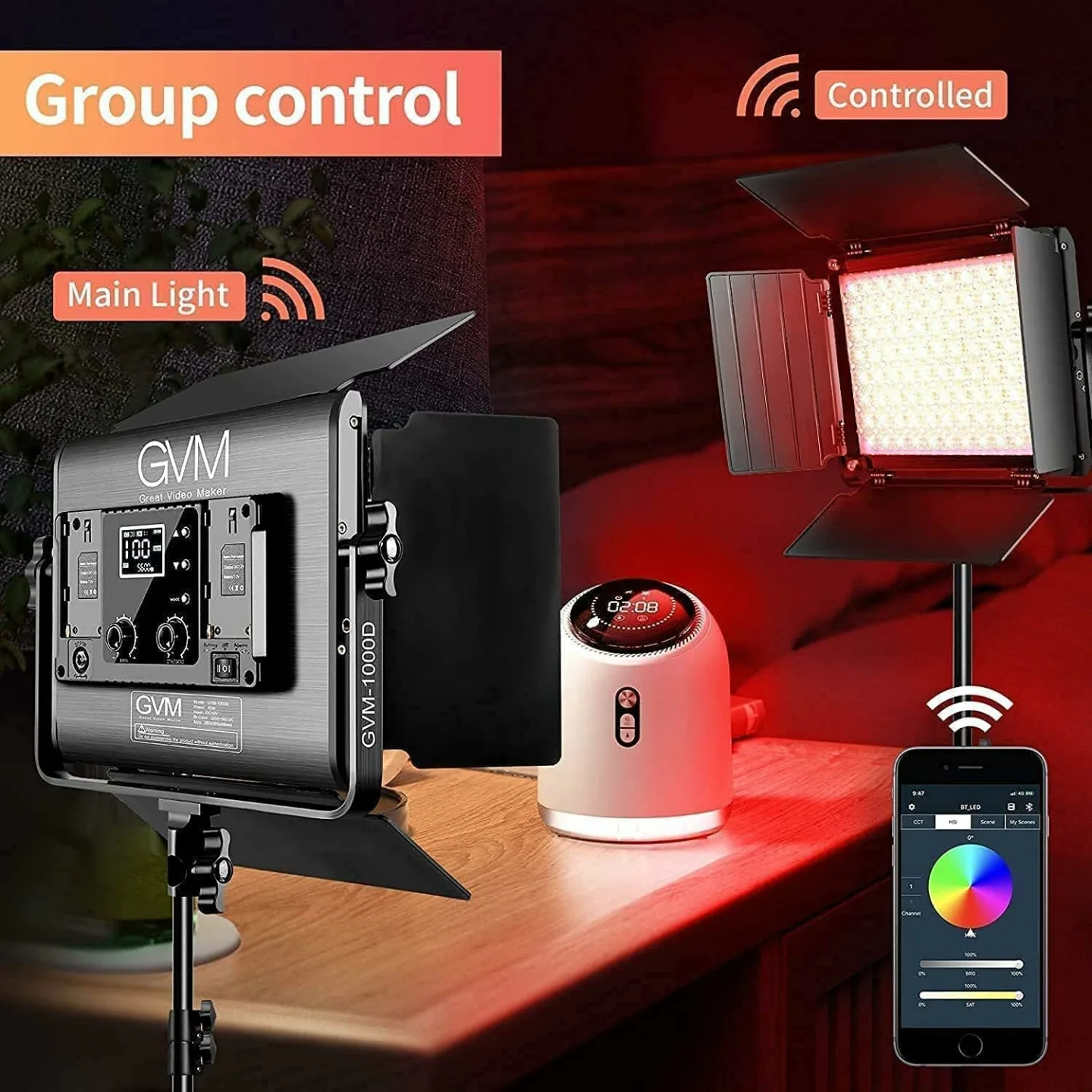 GVM 1000D RGB LED Video Lighting Kit with 2 Softboxes