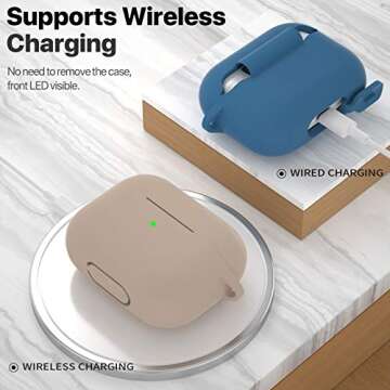 ATUAT for AirPods Pro 1st/2nd Generation Case Cover, Protective Silicone Skin Accessories with Keychain for Women Men for Apple AirPods Pro 2019/2022 Charging Case,Front LED Visible-Tan Brown