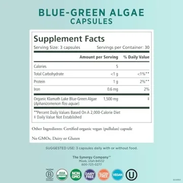Organic Blue Green Algae Capsules for Energy and Clarity