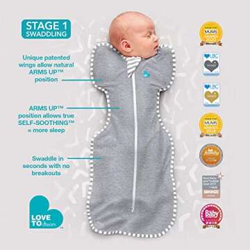 Love to Dream Swaddle Up, Dramatically Allow Baby to Sleep Better in Their Preferred Arms Up Position for self-Soothing, Snug Fit Calms Startle Reflex, High Five, Small, 8-13 lb