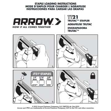 Arrow TT21 TruTac Forward Action Staple Gun, Manual Push Stapler for Upholstery, Crafts, Decorating, and Repairs, Fits JT21 Thin Wire Staples