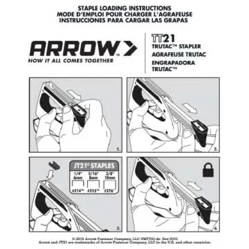 Arrow TT21 TruTac Forward Action Staple Gun, Manual Push Stapler for Upholstery, Crafts, Decorating, and Repairs, Fits JT21 Thin Wire Staples