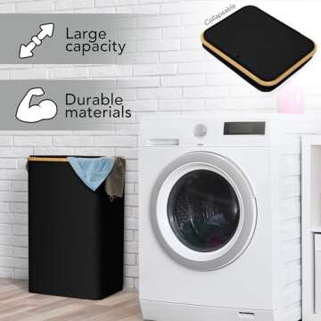 Luxe Laundry Clothing Hamper - 145L XL Laundry Basket with Bamboo Lid & Removable Inner Bag for Dirt...