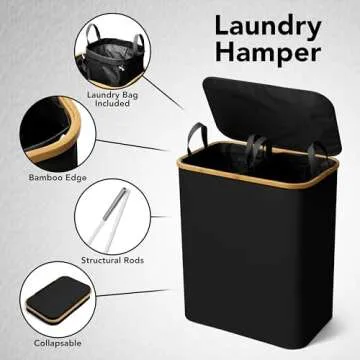 Luxe Laundry Hamper with Bamboo Lid - Large Capacity