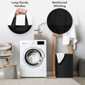 Luxe Laundry Hamper with Bamboo Lid - Large Capacity