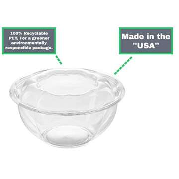 Smygoods Disposable Plastic Salad Bowls with Airtight Lids (Pack of 50-32 oz) Ideal for Meal Prep, Takeout, Catering, Parties, Picnics, and Food Storage, Stackable, Leak-Proof