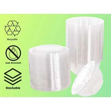 Smygoods Disposable Plastic Salad Bowls with Airtight Lids (Pack of 50-32 oz) Ideal for Meal Prep, Takeout, Catering, Parties, Picnics, and Food Storage, Stackable, Leak-Proof