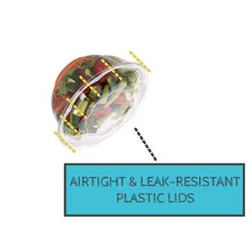 Smygoods Disposable Plastic Salad Bowls with Airtight Lids (Pack of 50-32 oz) Ideal for Meal Prep, Takeout, Catering, Parties, Picnics, and Food Storage, Stackable, Leak-Proof