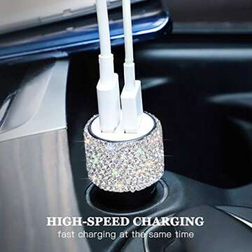SAVORI Dual USB Car Charger, Crystal Style, 2.1 Amp Fast Charging for iPhone, iPad, Samsung, Universal