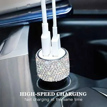 SAVORI Dual USB Car Charger, Crystal Style, 2.1 Amp Fast Charging for iPhone, iPad, Samsung, Universal