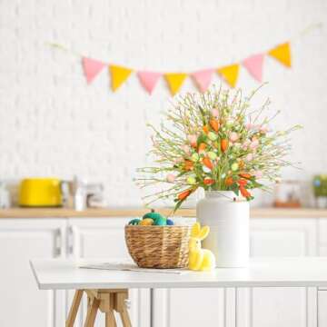 HOHOTIME Easter Decorations: 6 Pcs Artificial Egg and Berry Stems for Home Decor