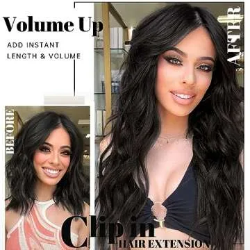 KooKaStyle Clip in Synthetic Hair Extensions Long Wavy 4PCS Thick Hairpieces Brunette Brown Fiber Do...