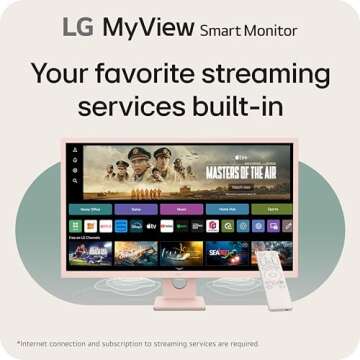 LG 32SR50F-P Smart Monitor 32-Inch FHD (1920x1080) IPS Display, webOS 23, HDR 10, x2 Built-in Speakers, AirPlay 2, Screen Share, Bluetooth, ThinQ App, Remote Control, Pink