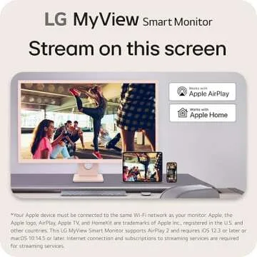 LG 32SR50F-P Smart Monitor 32-Inch FHD (1920x1080) IPS Display, webOS 23, HDR 10, x2 Built-in Speakers, AirPlay 2, Screen Share, Bluetooth, ThinQ App, Remote Control, Pink
