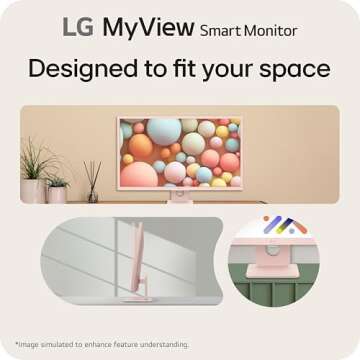 LG 32SR50F-P Smart Monitor 32-Inch FHD (1920x1080) IPS Display, webOS 23, HDR 10, x2 Built-in Speakers, AirPlay 2, Screen Share, Bluetooth, ThinQ App, Remote Control, Pink