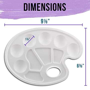 U.S. Art Supply 10-Well Plastic Artist Painting Palette - Paint Color Mixing Trays - Art Students, Classroom, Craft Projects, Fun Parties, Events - Brush Mix Acrylic, Oil, Watercolor, Tempera