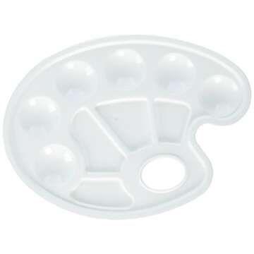 U.S. Art Supply 10-Well Plastic Artist Painting Palette - Paint Color Mixing Trays - Art Students, Classroom, Craft Projects, Fun Parties, Events - Brush Mix Acrylic, Oil, Watercolor, Tempera