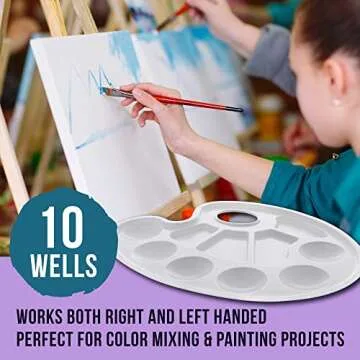 U.S. Art Supply 10-Well Plastic Artist Painting Palette - Paint Color Mixing Trays - Art Students, Classroom, Craft Projects, Fun Parties, Events - Brush Mix Acrylic, Oil, Watercolor, Tempera