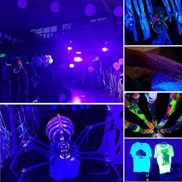 Exulight Black Lights, LED Bar, 6LEDs x 3W Black Light for Glow Parties,Halloween and Christmas Party,Birthday,Wedding,Poster,Stage Lighting (6leds bar)