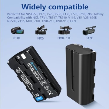Artman NP-F550 Battery and Dual USB Charger for Sony NP-F970 F750 F550 F330 F530 F570 F770 F960, CCD-SC55, TR516 TR716 TR818 TR910 TR917, Battery for LED Light, Monitor, Camera Slider (2-Pack 2900mAh)