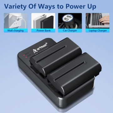 Artman NP-F550 Battery and Dual USB Charger for Sony NP-F970 F750 F550 F330 F530 F570 F770 F960, CCD-SC55, TR516 TR716 TR818 TR910 TR917, Battery for LED Light, Monitor, Camera Slider (2-Pack 2900mAh)