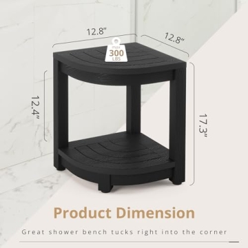 LUE BONA 17" Waterproof Shower Bench for Comfort and Storage