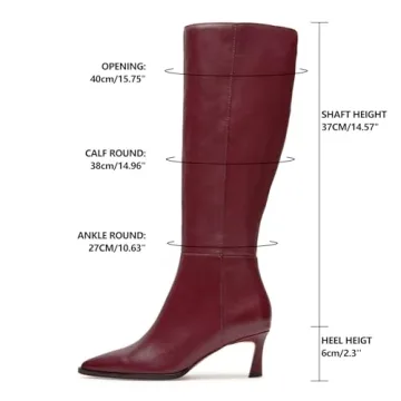 MICIFA Burgundy Kitten Heel Boots - Elegant Comfort for All Occasions