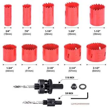 SUNGATOR 18-Piece Bi-Metal Hole Saw Kit for Precision Cutting