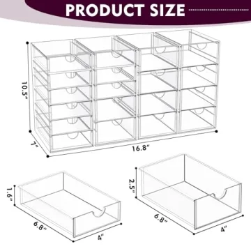YFXCVSL Makeup Organizer: Clear Acrylic 19 Drawer Storage