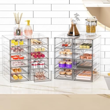 YFXCVSL Makeup Organizer: Clear Acrylic 19 Drawer Storage
