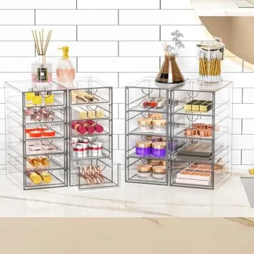 YFXCVSL Makeup Organizer: Clear Acrylic 19 Drawer Storage
