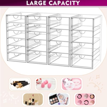 YFXCVSL Makeup Organizer: Clear Acrylic 19 Drawer Storage