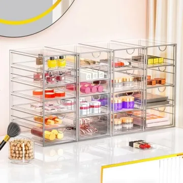 YFXCVSL Makeup Organizer: Clear Acrylic 19 Drawer Storage
