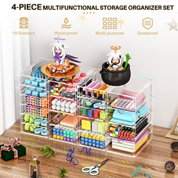 YFXCVSL Makeup Organizer: Clear Acrylic 19 Drawer Storage